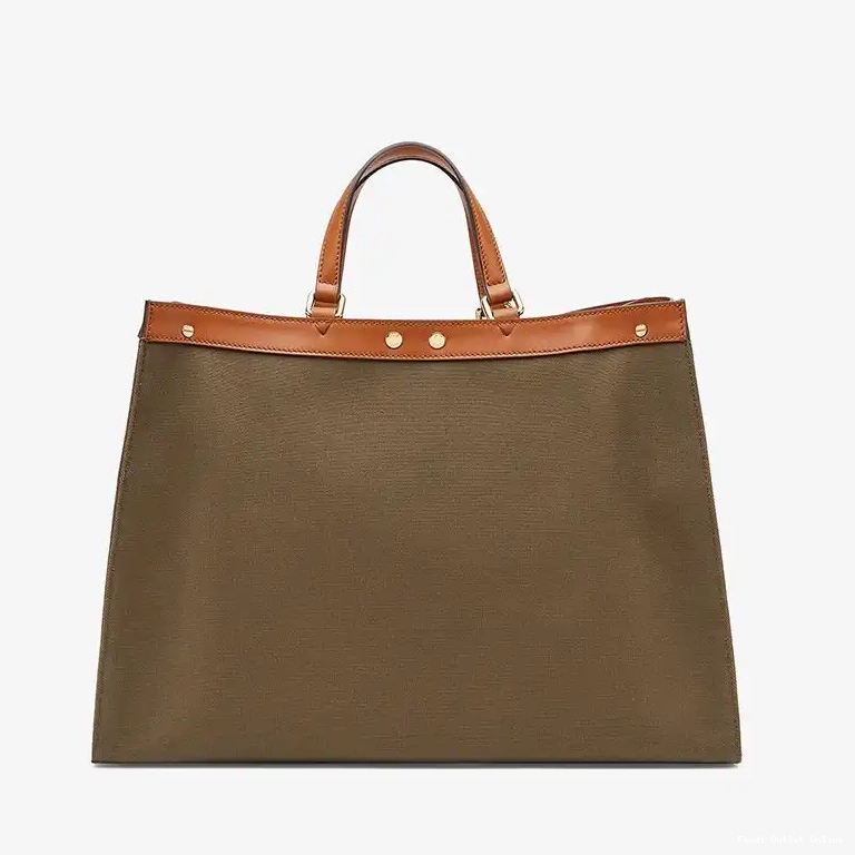 Cheap X-Tote Canvas Fendi FF Coffee In Motif Medium Peekaboo 0704